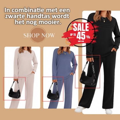 Ruime, gestructureerde zachte leren tas voor dames