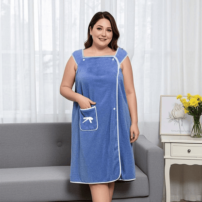 Effen koraalfleece badjas voor dames