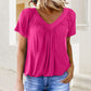 ✨2026 Nieuwe Hot Sale--50% Korting☀️Casual damestop met geplooide V-hals en korte mouwen