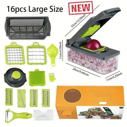 🎊 Set van 16 stuks 🎊 Multifunctionele groente- en fruitsnijder