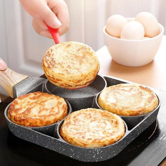 Vier-gaten Eieren Pan, Ontbijt Omelet Koekenpan voor Thuis, Anti-aanbak Pan
