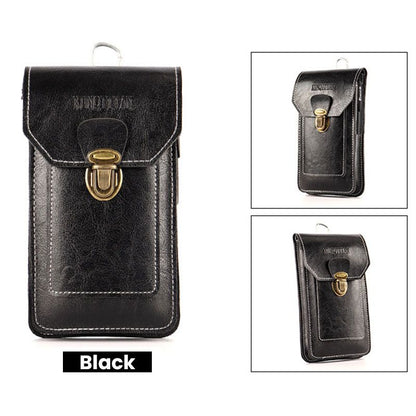 Geweldig cadeau! Lederen telefoontas voor heren met grote capaciteit