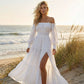 Damesjurk met hoge taille en blote schouders
