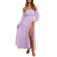 Damesjurk met hoge taille en blote schouders