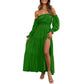 Damesjurk met hoge taille en blote schouders