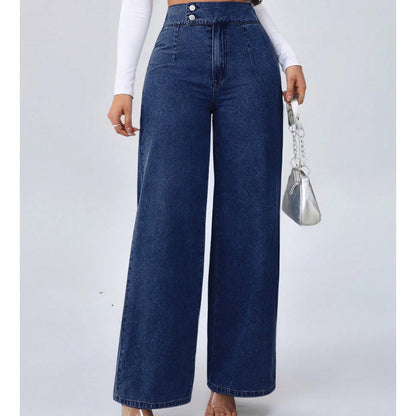 Dames jeans met hoge taille en wijde pijpen