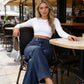 Dames jeans met hoge taille en wijde pijpen