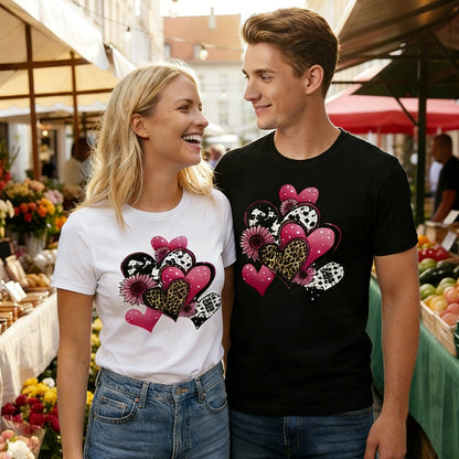 Valentijnsdag T-shirt met hartjesprint voor koppels