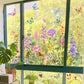 🌸 Venster vol Leven: Kleurrijk Bloemenboeket Raamsticker – Geen Lijmresten, Geen Gedoe!