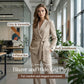 Elegant kostuum voor dames met strikceintuur en wijde broek