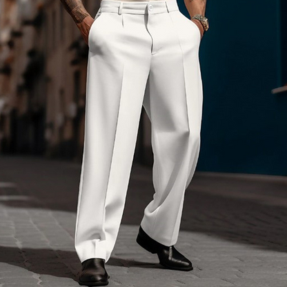 Heren casual geplooide wijde broek