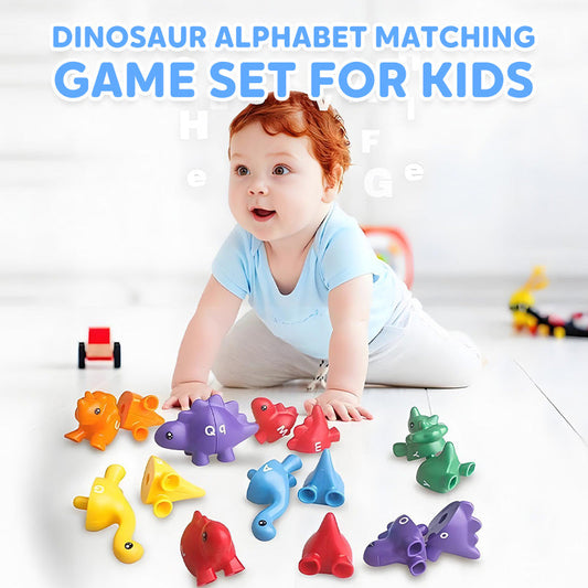 Dinosaurus alfabet-memoryspel voor kinderen