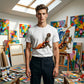 Speelse top met dierenprint en korte mouwen