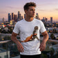 Speelse top met dierenprint en korte mouwen