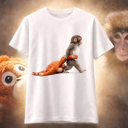 Speelse top met dierenprint en korte mouwen
