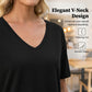 Dames-top met halflange mouwen, V-hals en patchworkzoom