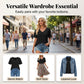 Dames-top met halflange mouwen, V-hals en patchworkzoom