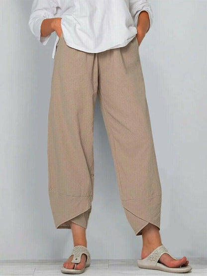 ✨Vintage asymmetrische broek met elastische tailleband en zakken
